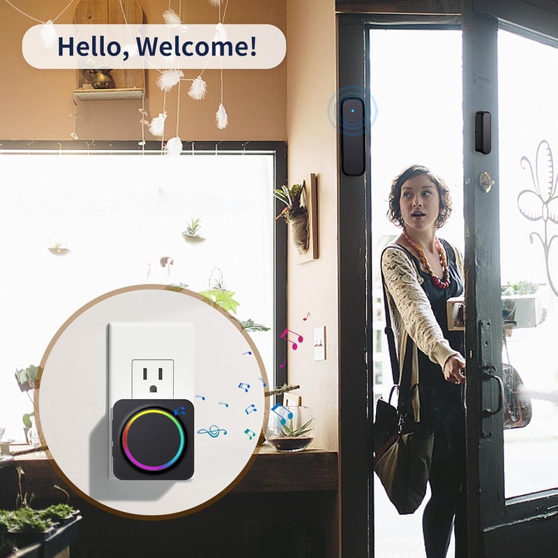 BITIWEND Door Chime, Door Sensor Chime When Door Opens, Door Entry Alarm for Business/Home/Office/Store, 600 FT Range, 32 Chimes 5 Adjustable Volume Door Ringer Alert 2Sensor + 1Receivers Black - Image 4